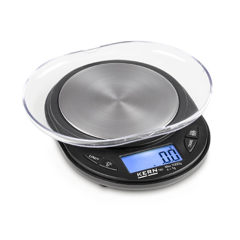 Мини везна с капак / купа Kern TGC 1K-3, 1000g. /1 g, Батерия CR2032